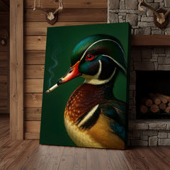 Maxcorners Wood Duck Wall Art Canvas - Vibrant Wildlife Cabin Decor - Unique Hunting Lodge Artwork