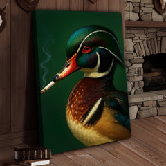 Maxcorners Wood Duck Wall Art Canvas - Vibrant Wildlife Cabin Decor - Unique Hunting Lodge Artwork