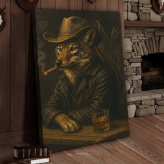 Maxcorners Coyote Cowboy Bar & Whiskey Canvas – Great Hunting Gift for Hunters & Rustic Western Decor
