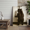 Maxcorners Funny Black Bear Canvas Wall Art – Hilarious Bathroom Humor Decor – Rustic Cabin Lodge Gag Gift – Quirky Hunting Camp Animal Artwork
