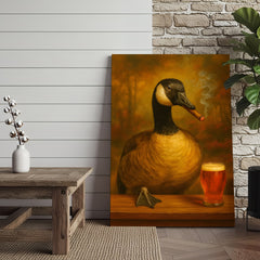 Maxcorners Funny Goose Smoking & Drinking Cocktail Glasses Canvas – Farmhouse Cabin Wall Art
