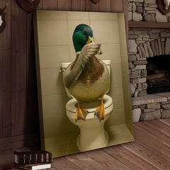 Maxcorners Funny Duck Bathroom Wall Art – Hilarious Rustic Toilet Canvas for Cabin, Lodge & Man Cave Decor
