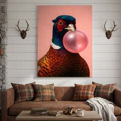 Maxcorners Funny Pheasant Canvas Wall Art – Unique Hunting Cabin Decor & Perfect Gift for Hunters