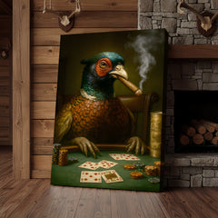 Maxcorners The Poker Pheansant Wall Art Canvas – Funny Smoking Pheasant Wall Art for Men
