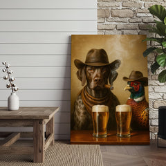 Maxcorners Funny Dog & Pheasant Beer Canvas Wall Art – Cowboy Hunting Bar Decor Gift for Hunters & Outdoorsmen