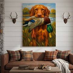 Maxcorners Rustic Hunting Wall Art – Dog and Duck Canvas Print