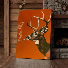 Maxcorners Smoking Buck Deer Canvas – Funny Hunting Wall Art for Man Caves - Gift for Hunters & Redneck Vibes