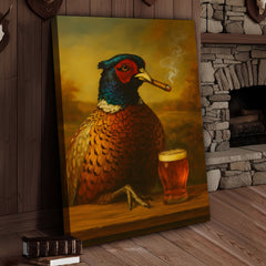 Maxcorners Pheasant With Smoking & Cocktail Glasses Canvas – Hunting Lodge Decor Perfect Gift for Hunters & Cocktail Glasses Lovers