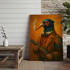 Maxcorners Pheasant Hunter Canvas Wall Art – Funny Hunting Gift for Men, Upland Game Bird Hunters & Lodge Decor