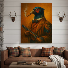 Maxcorners Pheasant Hunter Canvas Wall Art – Funny Hunting Gift for Men, Upland Game Bird Hunters & Lodge Decor