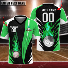 Maxcorners Volleyball Flame Ball Color Options Personalized 3D V-neck T-Shirt