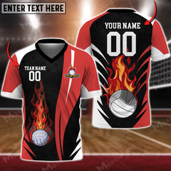Maxcorners Volleyball Flame Ball Color Options Personalized 3D V-neck T-Shirt