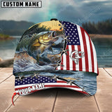 Maxcorners Large Mouth Bass Fishing Flag US Pattern  Personalized Classic 3D Cap