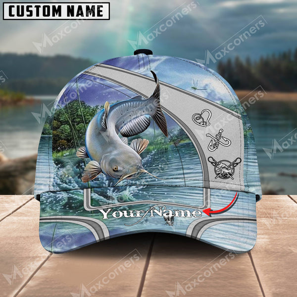 Maxcorners Fishing Personalized Classic 3D Cap (Large Mouth Bass, Walleye, Stripped Bass, Trout, Catfish, Crappie, Salmon, Pike)