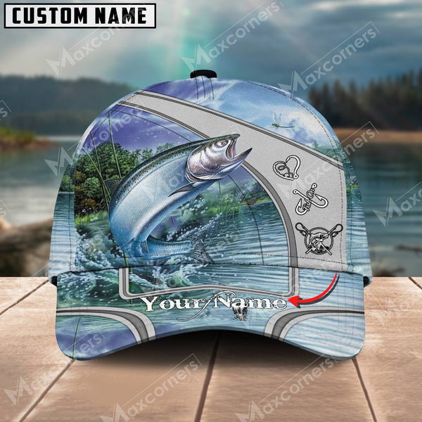 Maxcorners Fishing Personalized Classic 3D Cap (Large Mouth Bass, Walleye, Stripped Bass, Trout, Catfish, Crappie, Salmon, Pike)