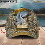 Maxcorners Fishing Leather Pattern Personalized Classic 3D Cap (Large Mouth Bass, Walleye, Stripped Bass, Trout, Catfish, Crappie, Salmon, Pike)