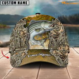 Maxcorners Fishing Leather Pattern Personalized Classic 3D Cap (Large Mouth Bass, Walleye, Stripped Bass, Trout, Catfish, Crappie, Salmon, Pike)