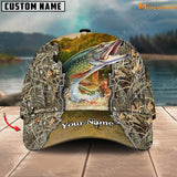 Maxcorners Fishing Leather Pattern Personalized Classic 3D Cap (Large Mouth Bass, Walleye, Stripped Bass, Trout, Catfish, Crappie, Salmon, Pike)