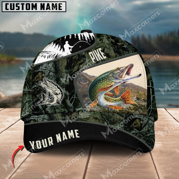 Maxcorners Fishing Personalized Classic 3D Cap (Large Mouth Bass, Walleye, Stripped Bass, Trout, Catfish, Crappie, Salmon, Pike)