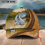 Maxcorners Fishing Leather Pattern Personalized Classic 3D Cap (Large Mouth Bass, Walleye, Stripped Bass, Trout, Catfish, Crappie, Salmon, Bluegill)