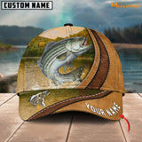 Maxcorners Fishing Leather Pattern Personalized Classic 3D Cap (Large Mouth Bass, Walleye, Stripped Bass, Trout, Catfish, Crappie, Salmon, Bluegill)