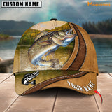 Maxcorners Fishing Leather Pattern Personalized Classic 3D Cap (Large Mouth Bass, Walleye, Stripped Bass, Trout, Catfish, Crappie, Salmon, Bluegill)