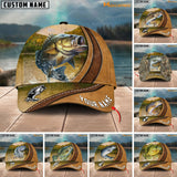 Maxcorners Fishing Leather Pattern Personalized Classic 3D Cap (Large Mouth Bass, Walleye, Stripped Bass, Trout, Catfish, Crappie, Salmon, Bluegill)