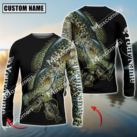 Maxcorner Crappie Fishing  Fishskin Pattern Personalized 3D Long Sleeve Shirt