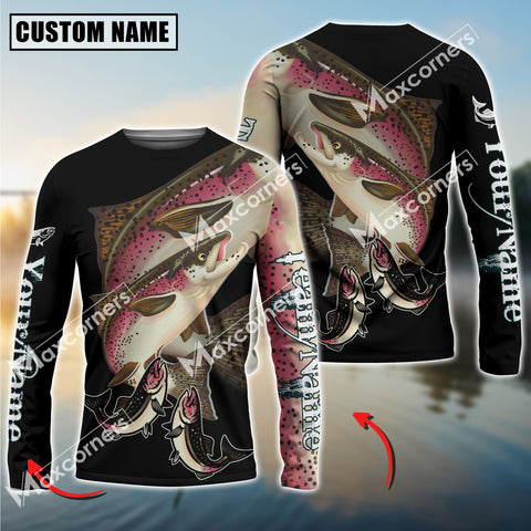 Maxcorner Salmon Fishing  Fishskin Pattern Personalized 3D Long Sleeve Shirt