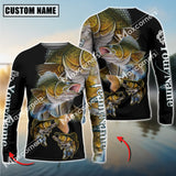 Maxcorner Walleye Fishing  Fishskin Pattern Personalized 3D Long Sleeve Shirt