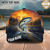 Maxcorners Fishing Christian Cross Sunset River Personalized Name 3D Cap (12 Fish Species)