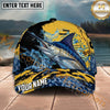 Maxcorners Fishing Gold Splash Camo Bold Catch Personalized Name 3D Cap (12 Fish Species)