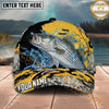 Maxcorners Fishing Gold Splash Camo Bold Catch Personalized Name 3D Cap (12 Fish Species)