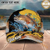 Maxcorners Fishing Gold Splash Camo Bold Catch Personalized Name 3D Cap (12 Fish Species)