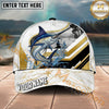 Maxcorners Fishing White Gold Geometric Splash Personalized Name 3D Cap (12 Fish Species)