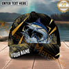Maxcorners Fishing Black Gold Abstract Splash Personalized Name 3D Cap (12 Fish Species)