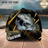 Maxcorners Fishing Black Gold Abstract Splash Personalized Name 3D Cap (12 Fish Species)