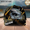 Maxcorners Fishing Black Gold Abstract Splash Personalized Name 3D Cap (12 Fish Species)