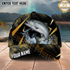 Maxcorners Fishing Black Gold Abstract Splash Personalized Name 3D Cap (12 Fish Species)