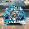 Maxcorners Fishing Aqua Water Swirl Splash Personalized Name 3D Cap (12 Fish Species)