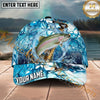 Maxcorners Fishing Aqua Water Swirl Splash Personalized Name 3D Cap (12 Fish Species)