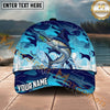 Maxcorners Fishing Blue Camo Lure Splash Personalized Name 3D Cap (12 Fish Species)