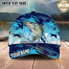 Maxcorners Fishing Blue Camo Lure Splash Personalized Name 3D Cap (12 Fish Species)