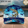 Maxcorners Fishing Blue Camo Lure Splash Personalized Name 3D Cap (12 Fish Species)