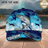 Maxcorners Fishing Blue Camo Lure Splash Personalized Name 3D Cap (12 Fish Species)
