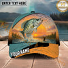 Maxcorners Fishing Sunset Angler Landscape Personalized Name 3D Cap (12 Fish Species)