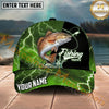 Maxcorners Fishing Green Lightning Happy Quote Personalized Name 3D Cap (12 Fish Species)