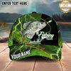 Maxcorners Fishing Green Lightning Happy Quote Personalized Name 3D Cap (12 Fish Species)