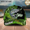 Maxcorners Fishing Green Lightning Happy Quote Personalized Name 3D Cap (12 Fish Species)