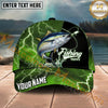 Maxcorners Fishing Green Lightning Happy Quote Personalized Name 3D Cap (12 Fish Species)